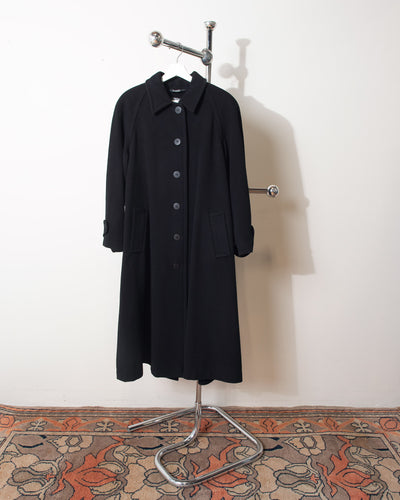 Classic Black Long Cashmere and Wool Coat
