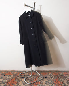 Classic Black Long Cashmere and Wool Coat