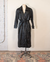 Load image into Gallery viewer, Black Leather Trench with Removable Thinsulate Lining