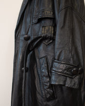 Load image into Gallery viewer, Black Leather Trench with Removable Thinsulate Lining