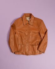 Load image into Gallery viewer, 1990s Caramel Leather Cropped Boxy Jacket