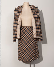 Load image into Gallery viewer, Wool Check Double Breasted Skirt Suit