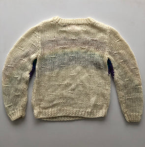 RAINBOW on white 80s handknit sweater