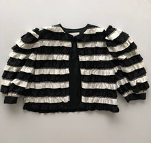 Load image into Gallery viewer, Black &amp; white ruffled cropped jacket