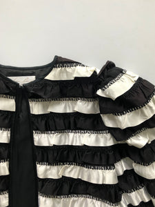 Black & white ruffled cropped jacket
