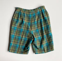 Load image into Gallery viewer, 1960s Green, Blue, and Yellow Plaid wool Shorts