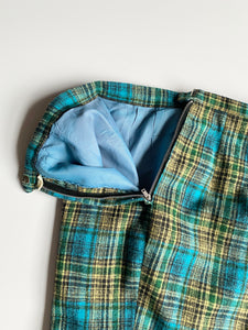 1960s Green, Blue, and Yellow Plaid wool Shorts