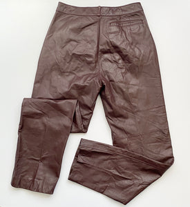 Raisin Pleated Leather Pants