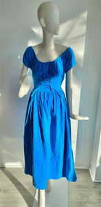 1970s Blue fine wale corduroy dress