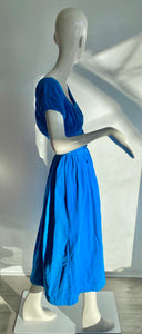 1970s Blue fine wale corduroy dress