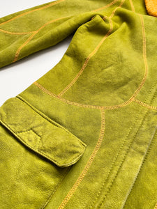 Tangerine and Lime Green Shearling Jacket