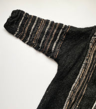 Load image into Gallery viewer, Incredible Art to Wear Handwoven Multi Textile Black Boucle Wool Robe Cardigan
