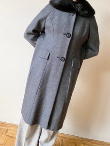 1960s Sculpted Wool  Jacket with Fur Trim