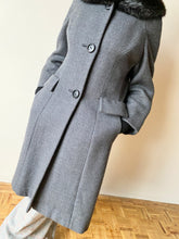 Load image into Gallery viewer, 1960s Sculpted Wool  Jacket with Fur Trim