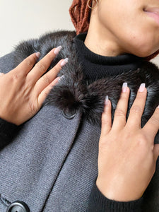 1960s Sculpted Wool  Jacket with Fur Trim