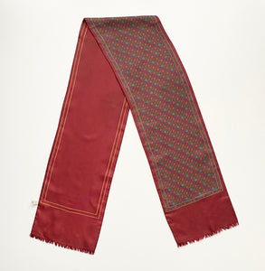 Burgundy  silk patterned tuxedo / suit scarf
