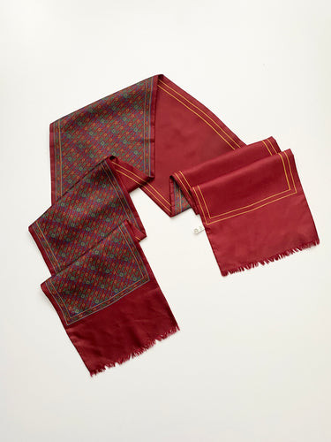Burgundy  silk patterned tuxedo / suit scarf