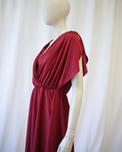 Load image into Gallery viewer, Cranberry  jersey 70s draped dress