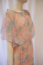 Load image into Gallery viewer, 70s Sheer Pink Chiffon Floral Dress
