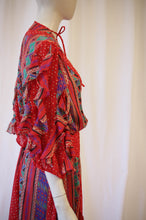 Load image into Gallery viewer, 1970s Red Ruffle Printed Dress