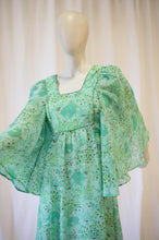 Load image into Gallery viewer, Green 70s angel sleeve maxi by Pat McDonagh