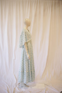 sale 70s angellic  floral maxi dress with capelet