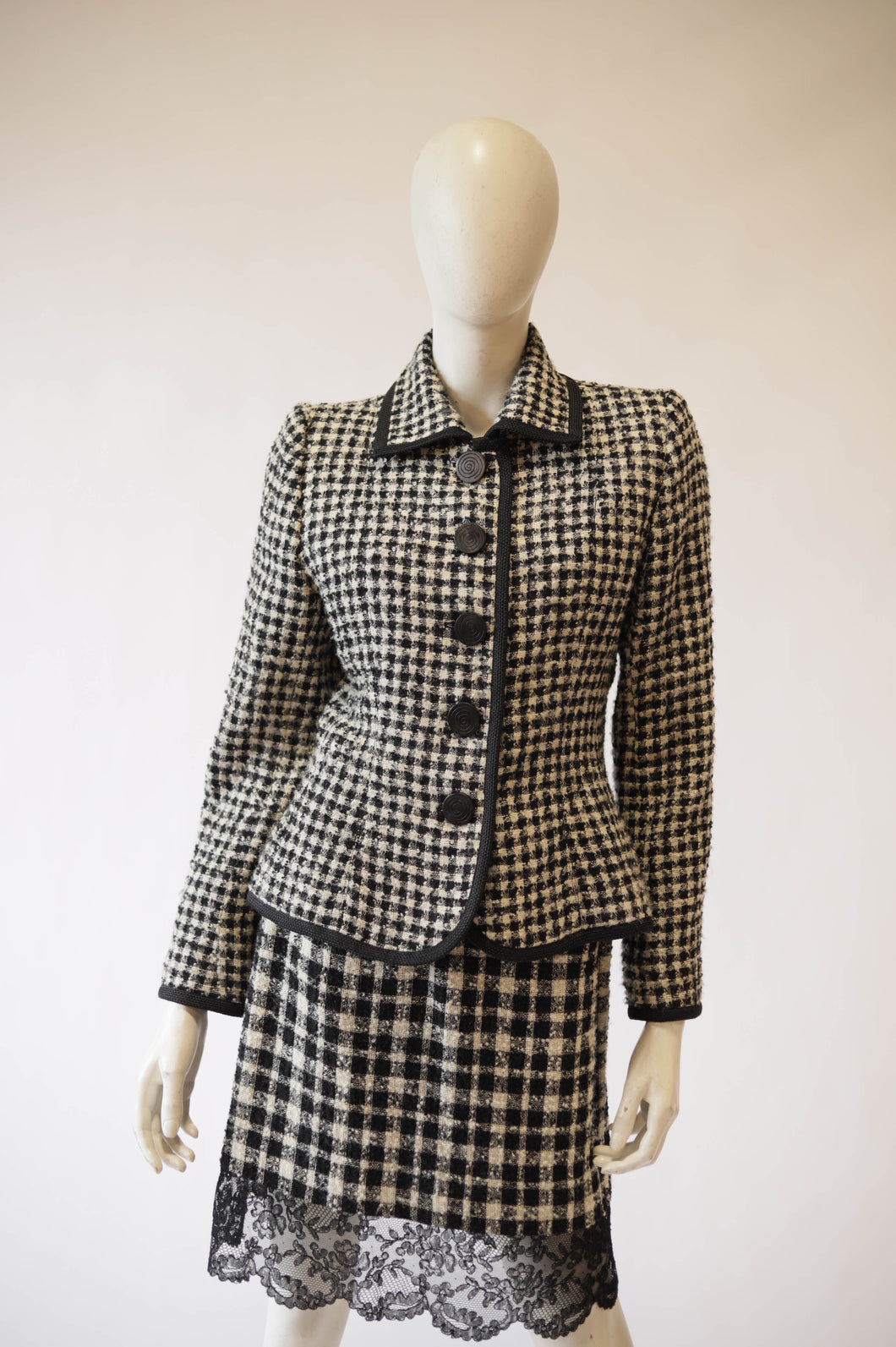 Yves Saint Laurent Rive Gauche 1980s/90s Tweed Suit with Lace Skirt