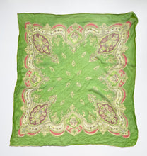 Load image into Gallery viewer, 1940s Sheer Green Paisley Print Scarf