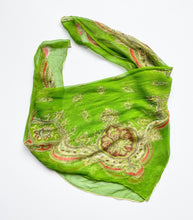 Load image into Gallery viewer, 1940s Sheer Green Paisley Print Scarf