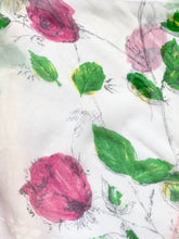 Load image into Gallery viewer, 1950s Sheer White Rose Print Scarf