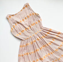 Load image into Gallery viewer, Diamond and Stripe Print sleeveless dress- 1950s/ 60s cotton metal zipper