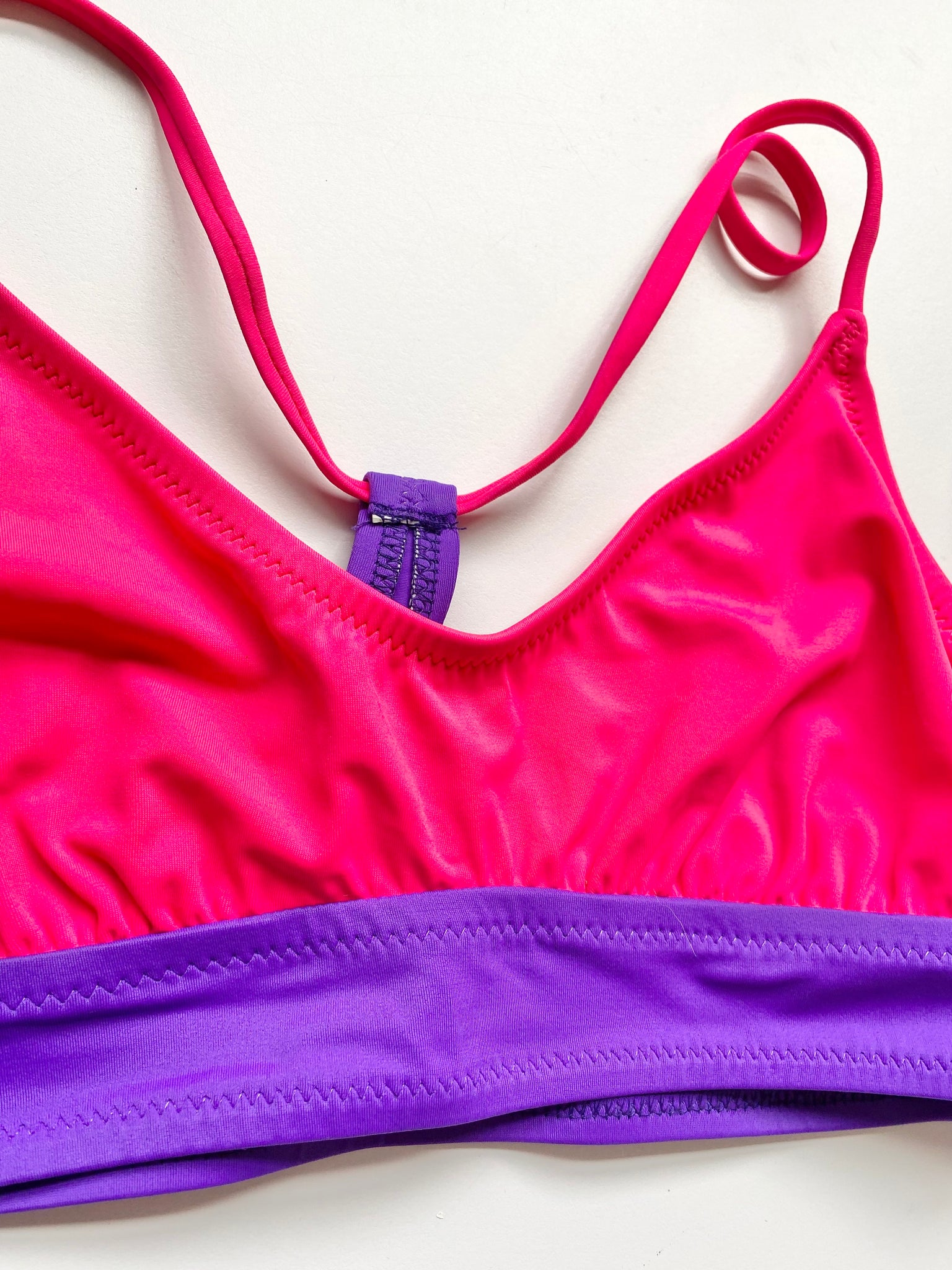 Neon Pink and Purple Sports Bra/ bikini top – nouveaurichevintage