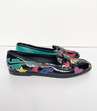 Load image into Gallery viewer, Black Patent Loafers with Multicolour Leather Cut-outs