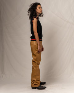 Low-rise tan leather pants