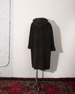 Dark Olive Green  Wool Fleece Hooded Coat