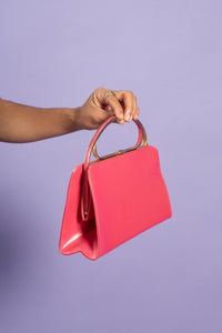 1960s Pink Handbag with Metal Top Handle