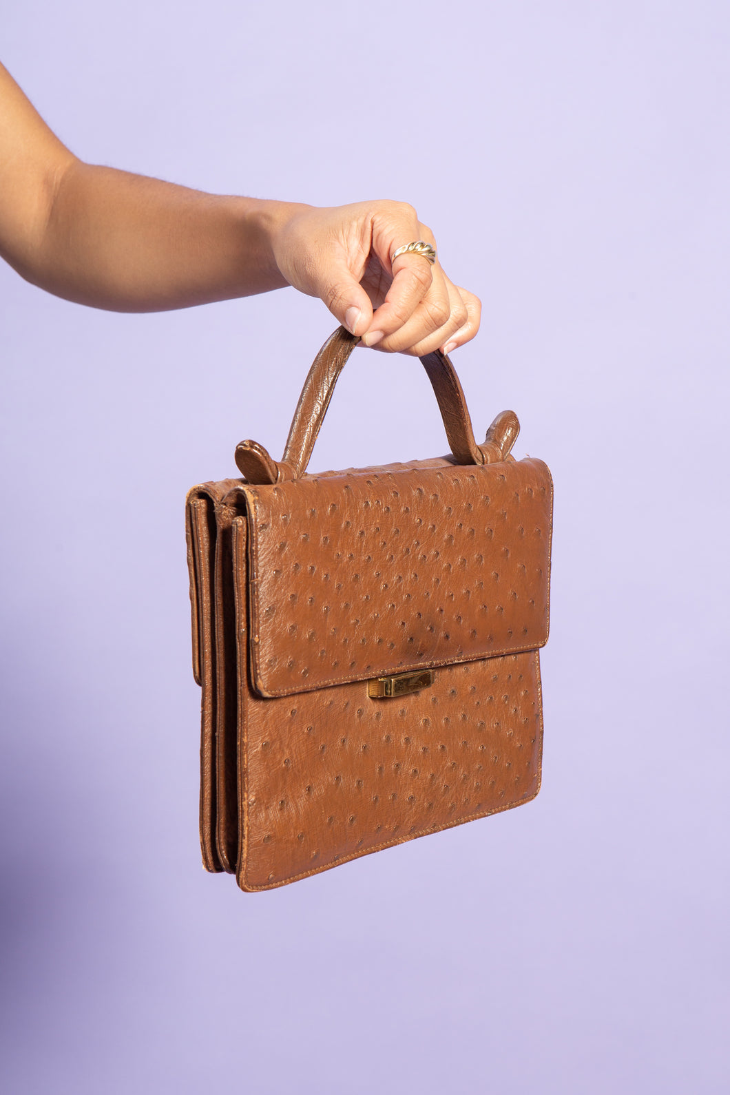 Brown Ostrich Leather 1960s Handbag – nouveaurichevintage