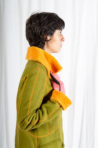Tangerine and Lime Green Shearling Jacket