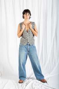 Hemmed Medium Wash Wide Leg Denim