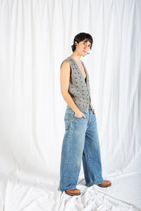 Hemmed Medium Wash Wide Leg Denim