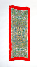 Load image into Gallery viewer, Italian Paisley Print Silk Scarf with Red Trim