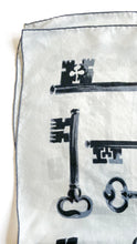 Load image into Gallery viewer, Grey Graphic Key Print Silk Scarf