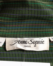 Load image into Gallery viewer, 1970s 2-Piece Green Silk Blouse and Skirt Plaid Anne Sophie Paris