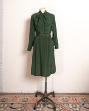 Load image into Gallery viewer, 1970s 2-Piece Green Silk Blouse and Skirt Plaid Anne Sophie Paris