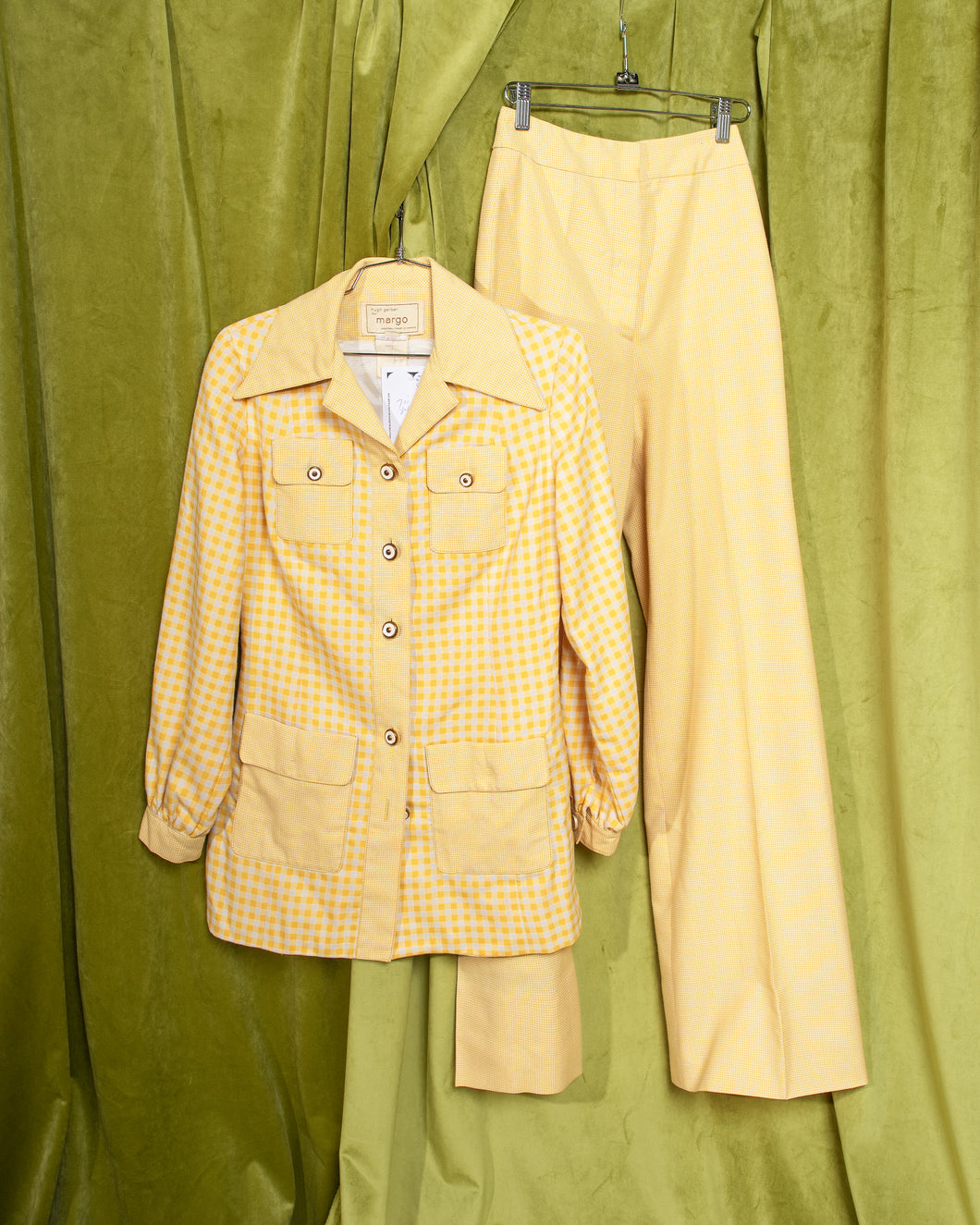 1970s Yellow Gingham Pantsuit