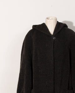 Dark Olive Green  Wool Fleece Hooded Coat