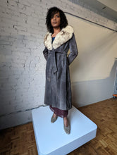 Load image into Gallery viewer, 1970s Grey Suede Trench , Belted with Fox Collar