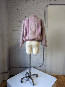 Mohair & Wool Pink Handwoven Button Up Sweater