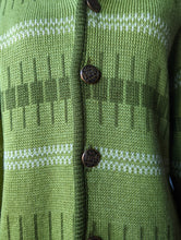 Load image into Gallery viewer, 1960&#39;s Green Wool Norwegian Knit Cardigan