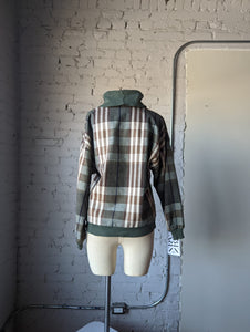 Woven Green Plaid Roll Neck Pullover Sweater